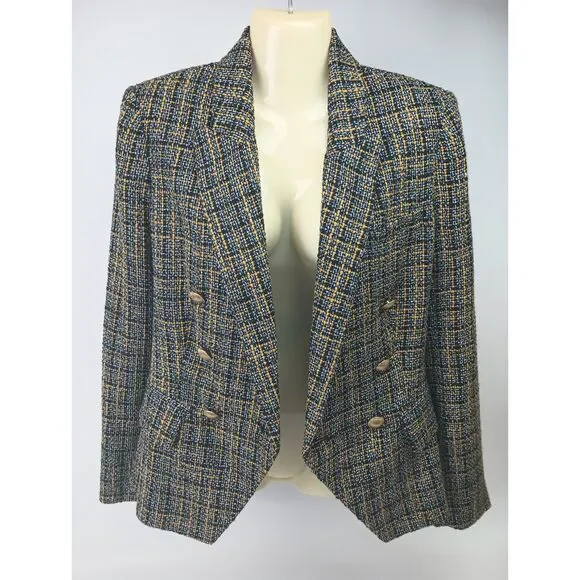 L'Agence Women's Kenzie Double-Breasted Tweed Blazer Size 2